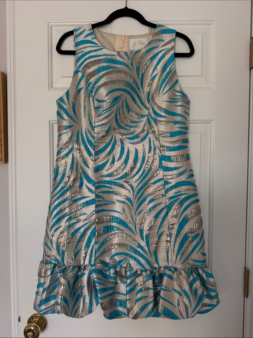 Lilly Pulitzer Faylinn Shift Dress Breezy Aqua Midnight Sparks Brocade